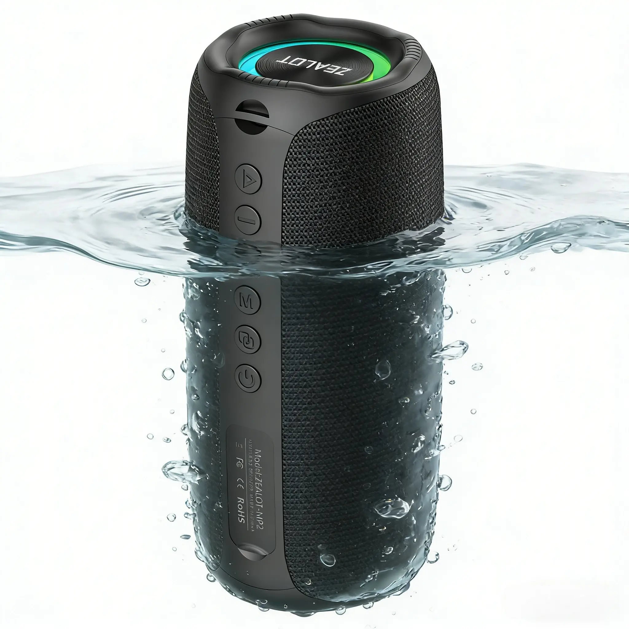 ZEALOT Bluetooth Portable Speaker, Waterproof Wireless Speaker with BT5.4 Tech, IPX5 Waterproof Protection, 20W HIFI Stereo & Bass, 3600mAh Long Playtime, Multifunctional Outdoor Speaker with RGB Lights & TF/USB/AUX for Camping, Beach & Home Use.