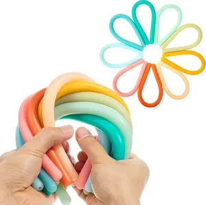 Monkey Noodle Fidget Toy, 9 Pack, Colorful | Monkey Noodles Fidget Toy, Strong and Durable, High Elasticity, Non Toxic, Stretches Up to 5