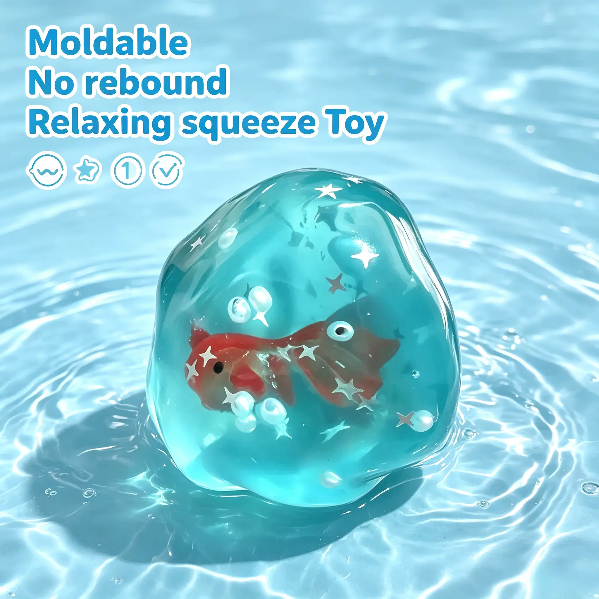 Moldable No Rebound Soft Goldfish Squeeze Toy With Pearl Star-Perfect Gift