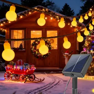 20 LED Solar Powered Globe String Lights, Decorative, 8 Modes, Outdoor Camping, Garden, Patio, Wedding Party, Holiday Decorations