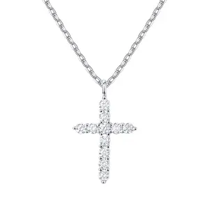 New Silver Cross Necklace Luxury Shiny Lightweight Chain Choker Bone Chain Party Dating Commuting Eye-catching Pendant Gift For Girlfriend Birthday Anniversary High-end Feel V10