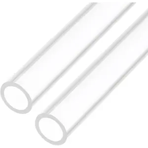 12" Clear Plastic Rigid Pipe 10mm x 14mm(3/8" x 9/16") Acrylic Round Polycarbonate Tubing for Plumbing Hydraulics Aquarium DIY 2Pcs