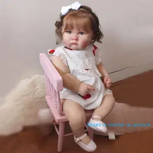 GUESSBELLY 24inch 60cm Big Fat Cloth Body Doll 3D-Paint Skin with Vascular Vein Soft vinyl Reborn Baby Girl Alive Princess Newborn Toddler Kids for Birthday Gift