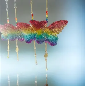 Rainbow Butterfly Sun Catchers - Decorative Glass Hanging Ornament for Light Decoration