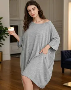 Plus Size Nightgowns for Women Oversized Sleep Shirts Bamboo Viscose Sleep Tee Short Sleeves Print Sleepwear With Pocket Comfortable Cute Fits S-5XL Pajamas Loungewear Soft Stretchy SpringStatements