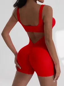 Women's Solid Scoop Neck Ribbed Slim Fitting Bodysuit, Casual Comfy Breathable Sleeveless Fashion Bodysuit for Daily Wear, Ladies Clothes for All Seasons, Tops