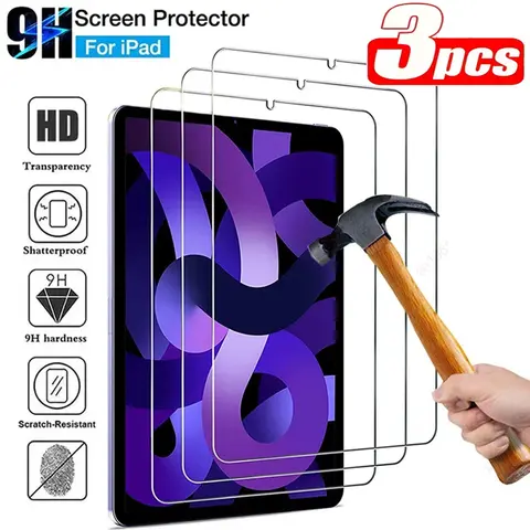 3 Pack Screen Protector for iPad 10.2 inch (9th/8th/7th Gen) / Air 4/5 (10.9") / Pro 11", Tempered Glass HD Clear, 9H Scratch Resistant