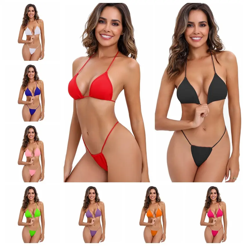 Women's Solid Color 2-Piece Swimsuit Bikini Set - Lace-Up Adjustable Top, High-Waist Bottom, Sporty Chic Beach Bikinis for Pool & Beach (Sports & Outdoor Swimwear, Standard Sizes)