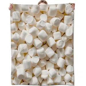 Marshmallow Blanket gifts for Adult Kids, Flannel Marshmallow Throw Decoration Soft Warm Lightweight Cozy 60 × 50