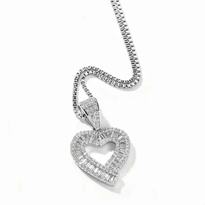 Icy Heart Necklace 18KT Gold Plated, Box Necklace Necklaces, Diamond Encrusted Necklaces
