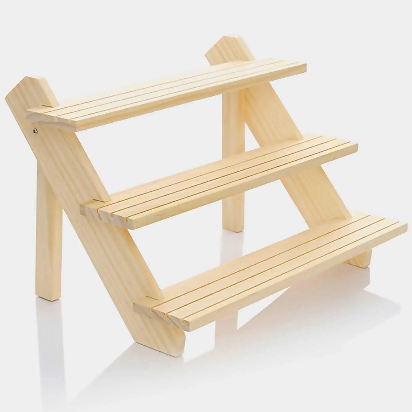 Wooden Cascading Display Stand – Tiered Showcase Organizer for Merchandise, Cosmetics, Desserts, Perfumes & Home Decor