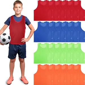 24 Pcs Nylon Mesh Scrimmage Team Practice Vests Pinnies Jerseys for Children Youth Sports Basketball Soccer Football
