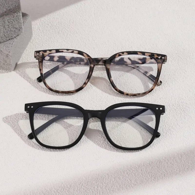 High-Quality Anti-Blue Light Glasses, Unisex Square Flat Lenses, PC Frame, Lightweight Durable Glasses, Lightweight Eyeglasses, Ideal for Computer TV Gaming Phone Use, All Seasons, Lightweight Eyewear