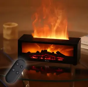 Colorful Flame Simulated Fireplace Aroma Diffuser 150ml Waterless Auto-Off Air Humidifier with Timer Remote Control for Home Bedroom auto-off protection  home fragrance, bourbon  humidifier, Gift First