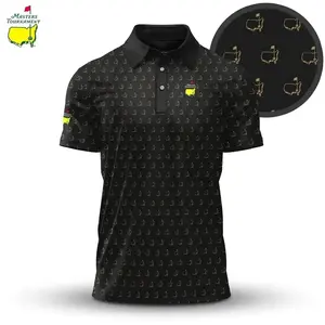 Masters Inspired Pattern Golf Polo Shirt Printed Logo 2026 Lightweight Performance Short Sleeve Polo