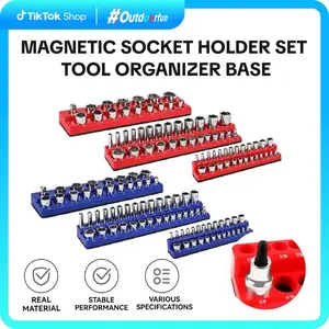 6-Piece Magnetic Drive Socket Tray Set – Holds 143 Sockets (1/2", 3/8", 1/4" Drive SAE & Metric) | Daily Repair Deep & Shallow Socket Organizer for Mechanics | Dad Needs Non-Slip Heavy-Duty Tool Storage – Ideal Gift for DIYers & Professionals