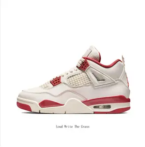 Off-White & Red Retro Streetwear Style Sneakers, Breathable Mesh Leather Panel Trendy Versatile Casual Shoes