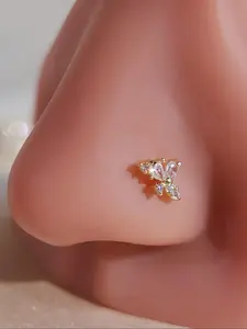 Women's Elegant Artificial Zircon Decor Nose Ring, Exquisite Trendy Nose Ring, Fashionable Body Jewelry for Women & Girls for Daily & Party Decoration