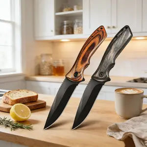 Ergonomic Wood Grip Kitchen Knife Durable Fixed Blade Cooking Knife Ideal for Kitchen Prep & Outdoor Cooking