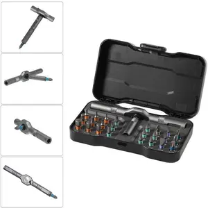 24 in 1 Magnetic Screwdriver Set,Multifunctional Drill Bit Set,Household Repair ToolKit,Detachable T-shaped Ratchet Handle Hardware,Compact Ratcheting Tool Kit with Case for Easy Home & Tech Repair