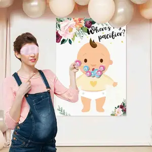 Pin The Pacifier on -gender Reveal Baby Game- Baby Shower Party Favors-birthday Prop Poster(Red)