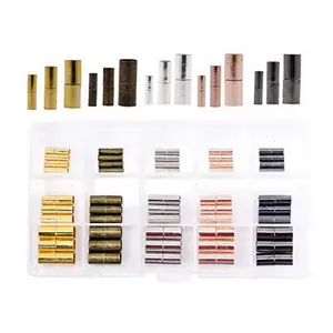 Mandala Crafts 50 PCs Magnetic Clasps for Jewelry Making, Kumihimo End Cap, Leather Necklace, Bracelet Silver Bronze Gunmetal Rose Gold Tone