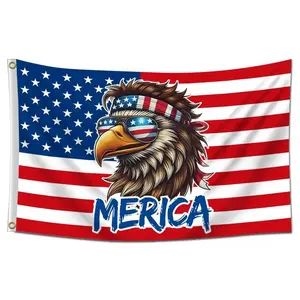 Funny American Flag Bald Eagle 3x5ft Wall Decor Banner Gift Husband Garage Man Cave Hunting Flag Decor Large Banner Tapestry Seasonal Gift