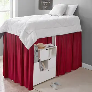 Extended Dorm Sized Bed Skirt Panel with Ties - Scooter Red