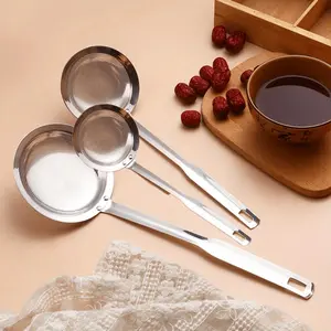 Stainless Steel Fine Mesh Strainer Skimmer Spoon with Long Heat-Proof Handle, Kitchen Filter Strainer Utensils for Cooking Fat Grease Removal, Baking & Cooking Utensils