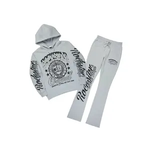 Blazon Heather Grey Hoodie/Stacked Pant Track Set