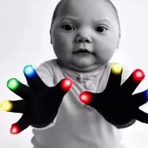 LED Gloves Colors Light Show Rave Light Finger Lighting Flashing Glow Mittens Contains 4 batteries light-up finger glove