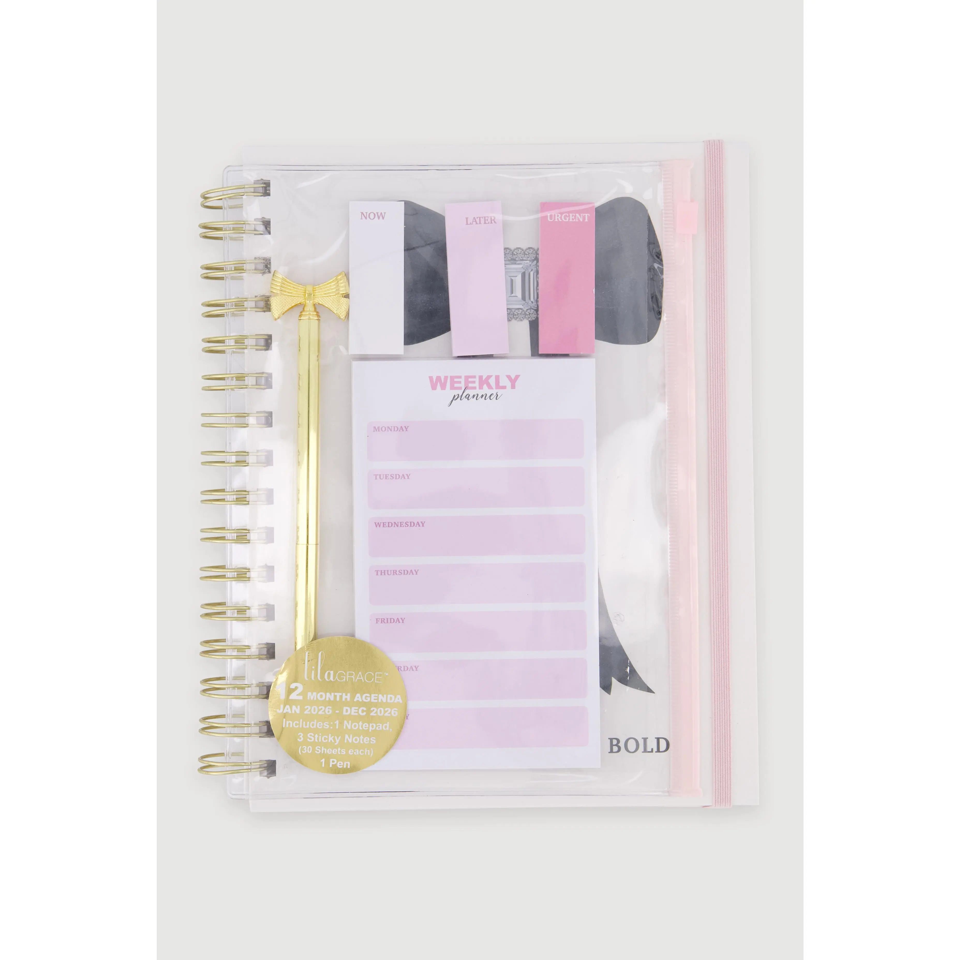 Strong Brave Bold Bow Graphic Monthly Planner Set
