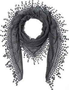 Cindy & Wendy Lightweight Triangle Floral Fashion Lace Fringe Scarf Wrap for Women