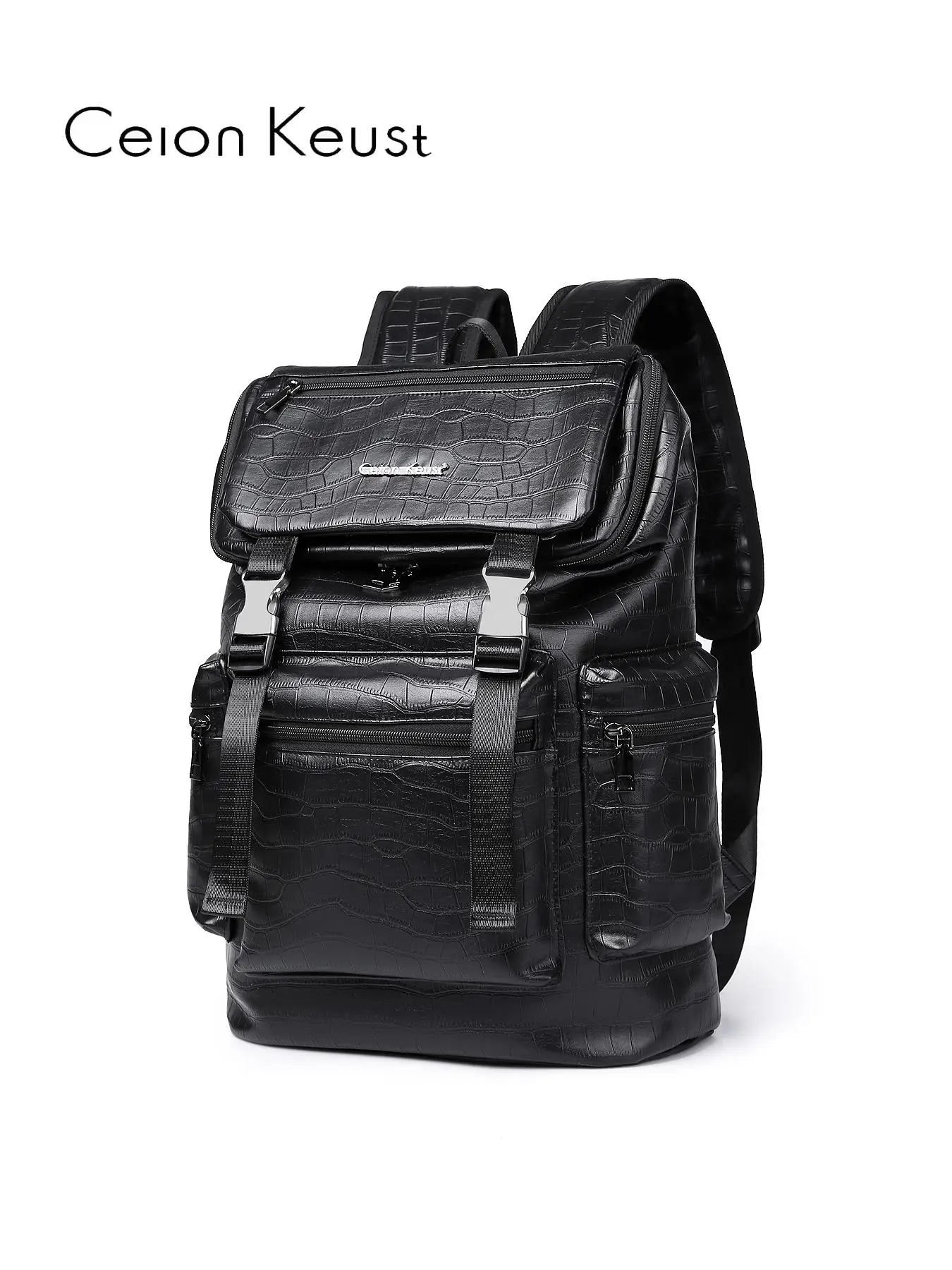 Father's Day Gifts, Fashionable Crocodile Embossed Backpack, 2024 New Style Large Capacity Travel Backpack, Outdoor Camping Hiking Storage Backpack, S