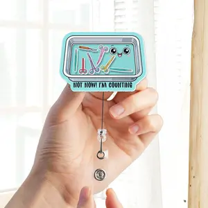 Not Now I'm Counting Surgical Tray Shaker Badge Reel | Scrub Tech OR Nurse ID Holder | Medical TikTok