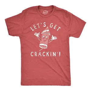 Mens Lets Get Crackin T Shirt Funny Fourth Of July Firecracker Tee for Guys Mens Funny T Shirts Cool Vintage Fashion T-Shirt Gift Classic Menswear Patriotic Apparel for Men Novelty Tees for Guys Red -