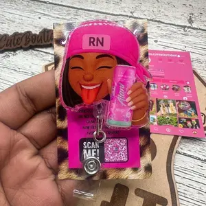 Nurse Energy Hospital ID Healthcare Worker Lab Xray Pharmacy Reg  Glitter Acrylic Badge Clip Badge Reel