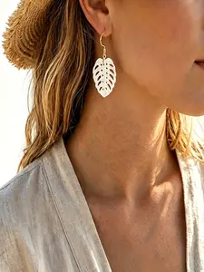 Pair of Beach Vacation Essentials! Monstera Shell Earrings, Hollow Design, Summer Versatile Jewelry, Perfect for Coastal Getaways