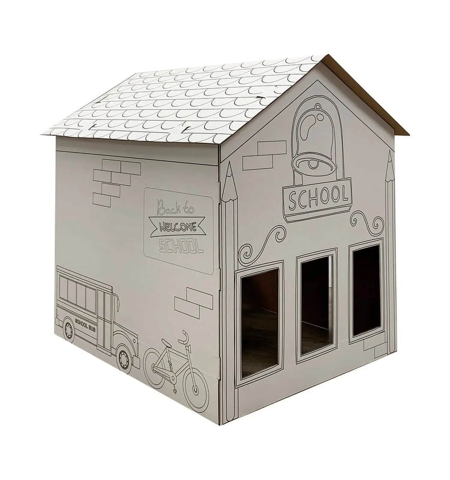 Advanced Graphics 3193 3D Cardboard Schoolhouse for Dogs & Cats, 36" h x 28" w x 34" d, Ideal for Parties & Art Class Pet House, 3D Cardboard House