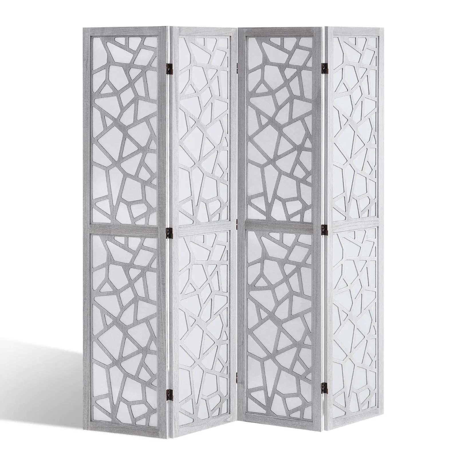 Spring new arrivals Wood Room Divider, 4 Panel Wood Folding Privacy Screen, 66.9 Inches Tall Indoor Carved Wooden Partition, Portable Decoration Screen, for Room Separation, Home, Office, Restaurant & Bedroom