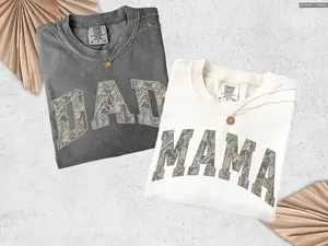 Camo Mama Dad T-Shirt, Matching Mom & Dad Shirt, Pregnancy Announcement Outfit, Mother's Day Gift for Mom, Trendy Dad Tee, Matching Couple Tee Print Tee, Andrew Clothings