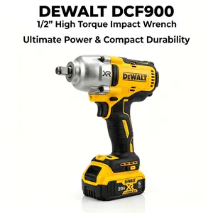 DEWALT DCF900 1/2 inch square axle, heavy duty 900 Nm torque, suitable for steel structure and automotive maintenance; indoor use cordless electric wrench compact edc tool