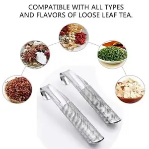 2pcs Portable Home Tea Accessories Filter Stainless Steel Tea Maker Piping Design Tea Spoon Brewer Long Handle Metal Creative Cup