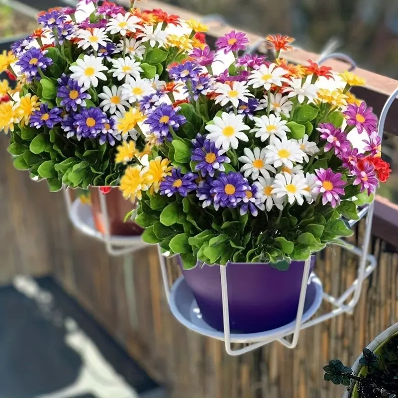 10 Bundles Artificial Daisy Plastic Flowers, UV Resistant Fake Daisies for Home Window Boxes Garden Pots Indoor Outdoor Decor