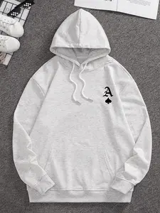 Men's Pullover Hoodie - Menswear Top with Sleek Ace of Spades Artwork, Casual Long Sleeve, Comfortable, Versatile for Daily Occasions