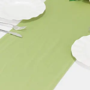 Scuba Polyester 12"x108" Table Runner Sage Green - Wrinkle-Free Table Linen