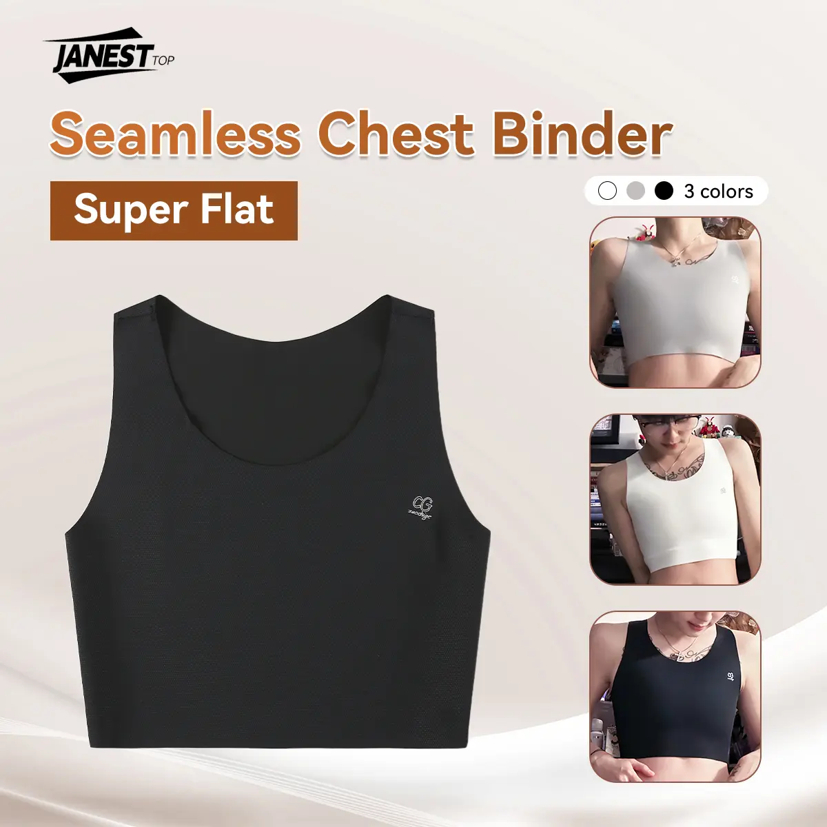 Women's Seamless Compression Chest Binder, Nylon Spandex Tank Top for Lightweight, No-Bulk Shaping, Breathable with All-Day Shoulder Comfort