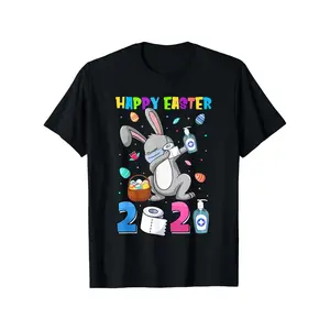 Boys Girls Dabbing Rabbit Easter Egg Hunt T-Shirt - Cute Rabbit & Egg Print Round Neck Tee, Spring Summer Holiday Outfit, Durable Easter Gift for Boys & Girls (3-13Y)