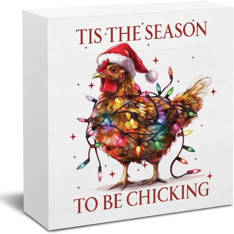 Christmas Sign Decorations for Home Office Desk Christmas Decor for Table Tis The Season Sign Chicking Decor Desk Accessories 5 X 5 Inch
