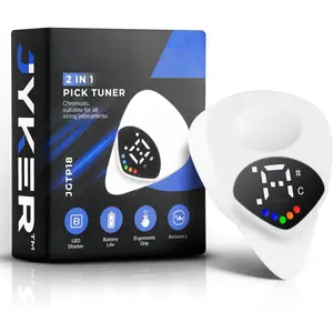 Guitar Tuner Pick 2-in-1 - Digital with LED Screen, 0.6mm Plectrum, 12 Equal Temperaments, Precision Tuning for Electric & Acoustic Guitars, Bass, Ukulele, Violin, Bass, Banjo, Chromatic